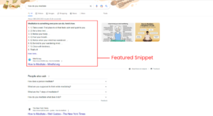 Example of a feature snippet from Google.